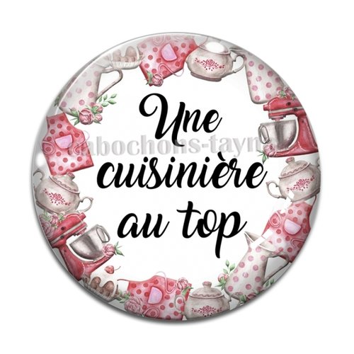 Cabochon cuisinière qui déchire, cabochon résine, verre rond différente taille