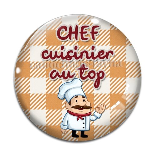 Cabochon chef cuisinier au top, cabochon résine, verre rond différente taille