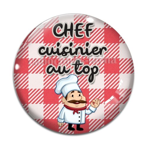 Cabochon chef cuisinier au top, cabochon résine, verre rond différente taille