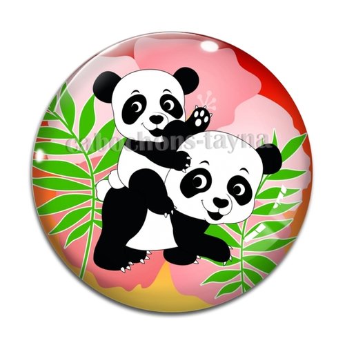 Cabochon panda, cabochon résine, verre rond différente taille