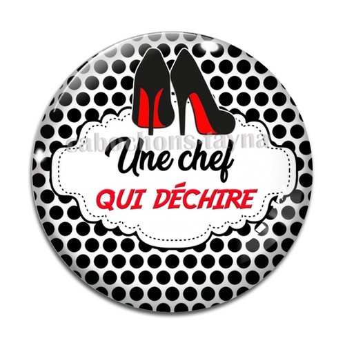 Cabochon une chef qui déchire, cabochon résine, verre rond différente taille