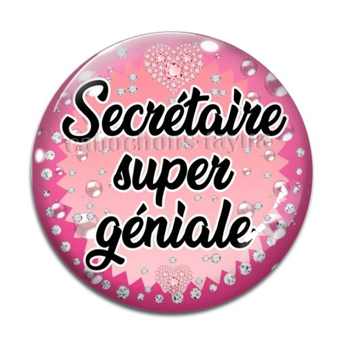 Cabochon super secrétaire géniale, cabochon résine, verre rond différente taille
