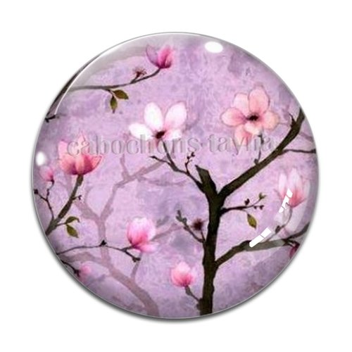 Cabochon fleur de cerisier, cabochon résine, verre rond différente taille