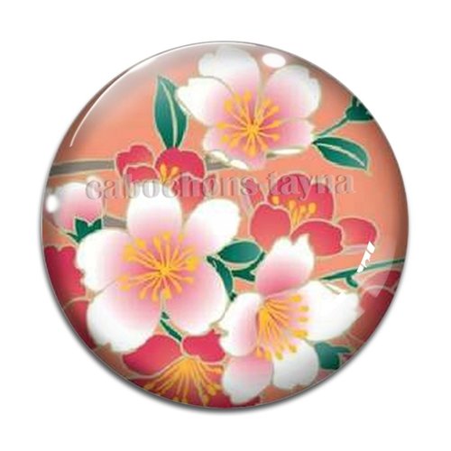 Cabochon fleur de cerisier, cabochon résine, verre rond différente taille
