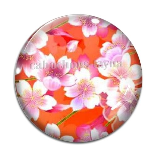 Cabochon fleur de cerisier, cabochon résine, verre rond différente taille