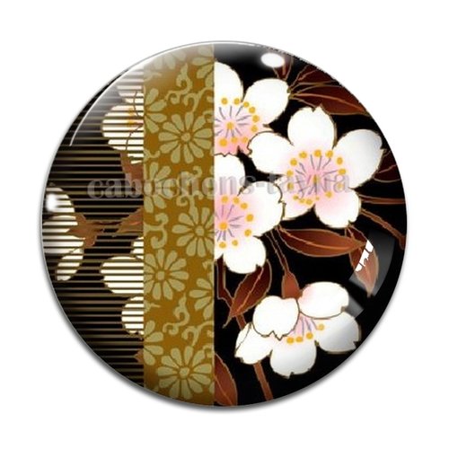 Cabochon fleur de cerisier, cabochon résine, verre rond différente taille