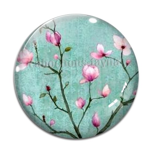 Cabochon fleur de cerisier, cabochon résine, verre rond différente taille