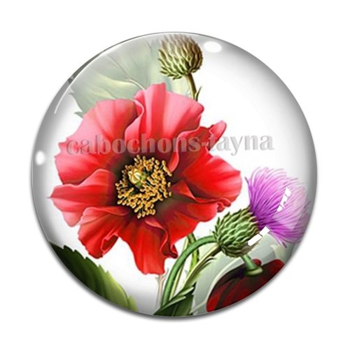 Cabochon fleur, cabochon résine, verre rond différente taille