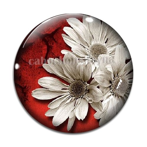 Cabochon fleur, cabochon résine, verre rond différente taille
