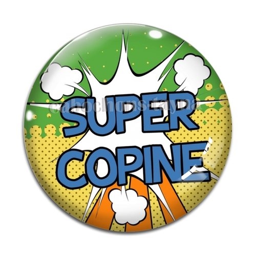 Cabochon super copine, cabochon résine, verre rond différente taille