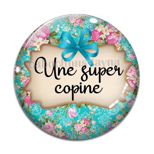 Cabochon super copine, cabochon résine, verre rond différente taille