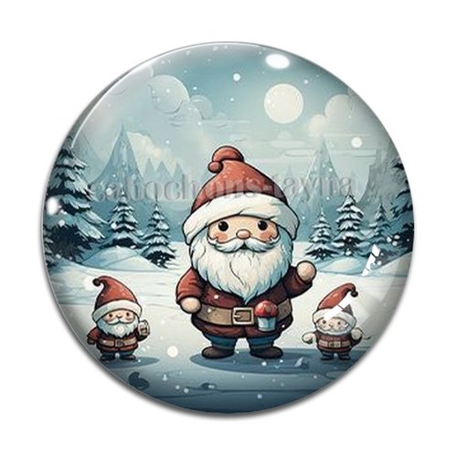 Cabochon père noël, cabochon résine, verre rond différente taille