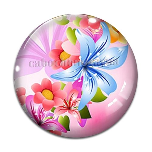 Cabochon fleur exotique, en résine ou en verre différente taille