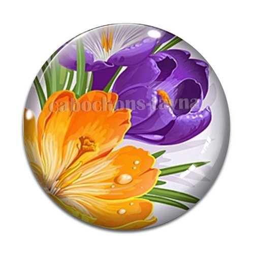 Cabochon fleur exotique, en résine ou en verre différente taille