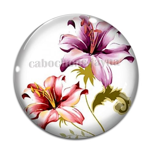 Cabochon fleur exotique, en résine ou en verre différente taille
