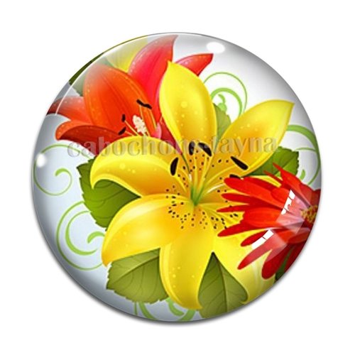 Cabochon fleur exotique, en résine ou en verre différente taille