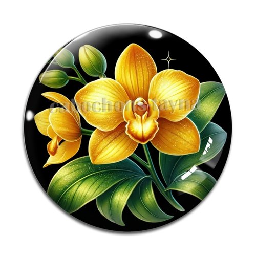 Cabochon fleur exotique, en résine ou en verre différente taille
