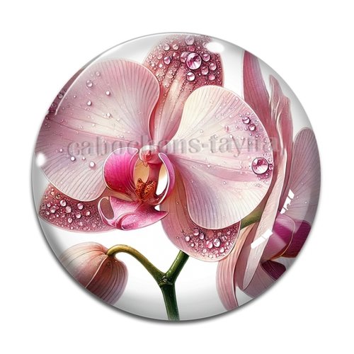 Cabochon fleur exotique, en résine ou en verre différente taille