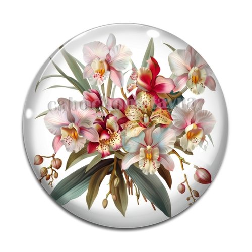Cabochon fleur exotique, en résine ou en verre différente taille