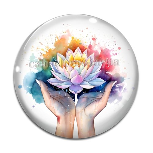 Cabochon fleur lotus, en résine ou en verre différente taille