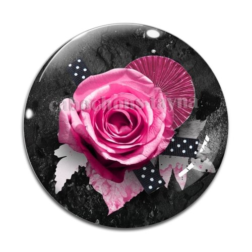 Cabochon fleur la rose, en résine ou en verre différente taille