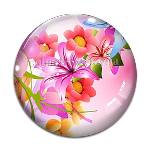 Cabochon fleur, en résine ou en verre différente taille