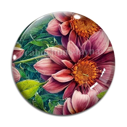 Cabochon fleur, en résine ou en verre différente taille