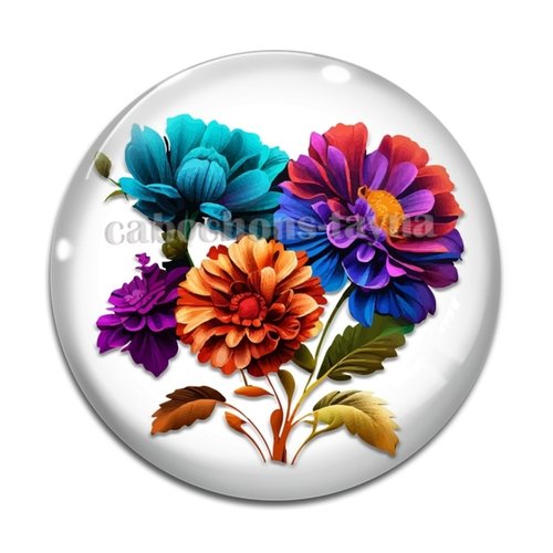 Cabochon fleur, en résine ou en verre différente taille