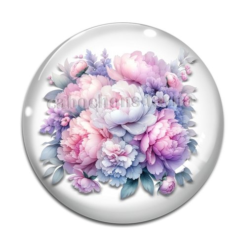 Cabochon fleur, en résine ou en verre différente taille