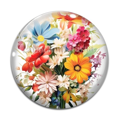 Cabochon fleur, en résine ou en verre différente taille