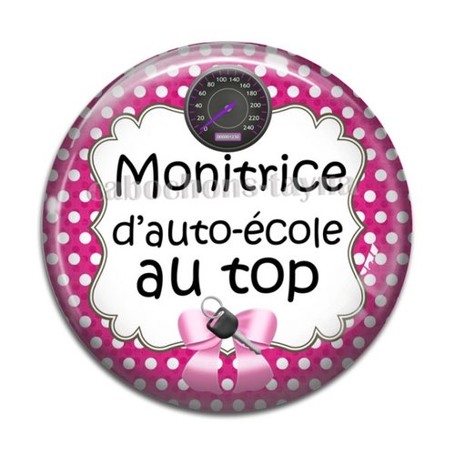 Cabochon monitrice d'auto école, résine ou verre différente taille