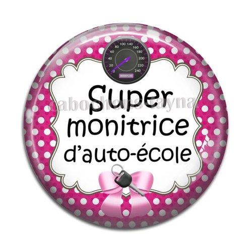 Cabochon monitrice d'auto école, résine ou verre différente taille