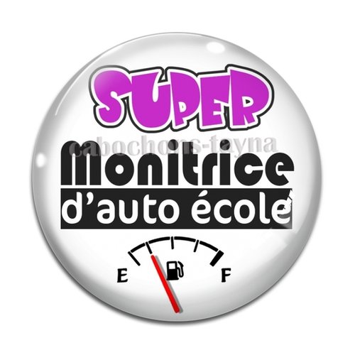 Cabochon monitrice d'auto école, résine ou verre différente taille