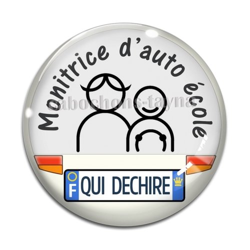 Cabochon monitrice d'auto école, résine ou verre différente taille