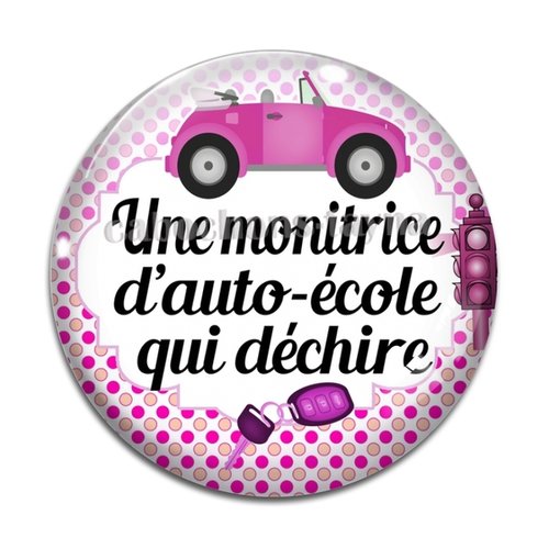Cabochon monitrice d'auto école, résine ou verre différente taille