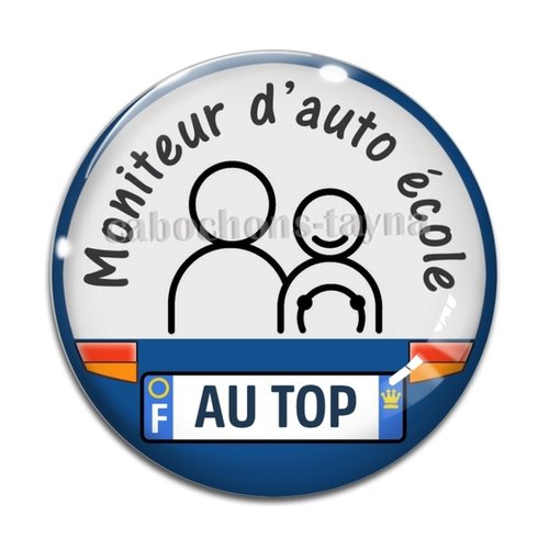 Cabochon moniteur d'auto école, résine ou verre différente taille