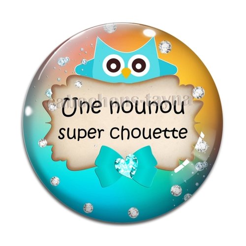 Cabochon chouette nounou, résine ou verre différente taille