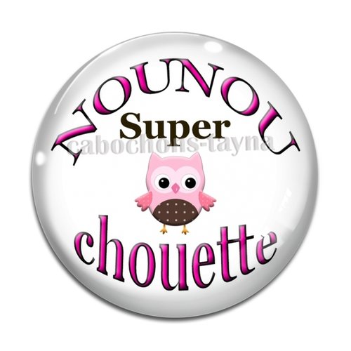 Cabochon chouette nounou, résine ou verre différente taille