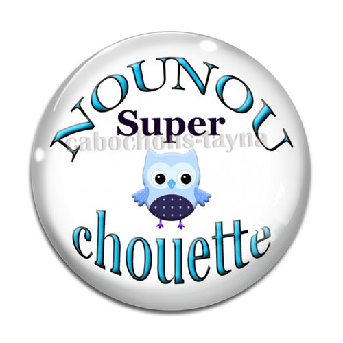 Cabochon chouette nounou, résine ou verre différente taille