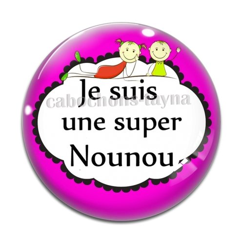 Cabochon super nounou, en résine ou en verre différente taille