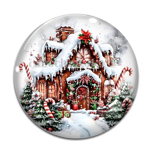 Cabochon maison de noël, cabochon résine, verre rond différente taille