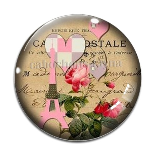 Cabochon paris, cabochon résine, verre rond différente taille