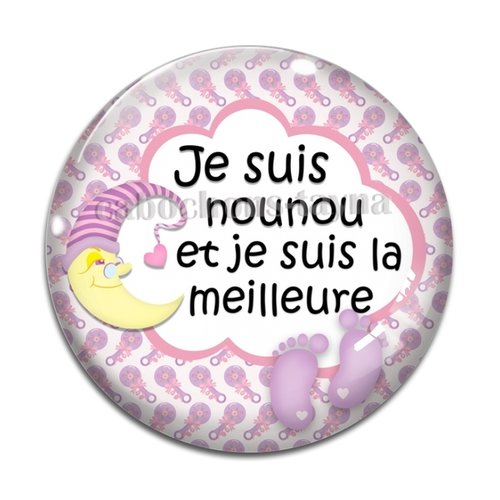 Cabochon je suis nounou et je suis la meilleure, en résine ou en verre différente taille