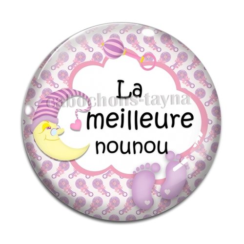 Cabochon la meilleure nounou, en résine ou en verre différente taille