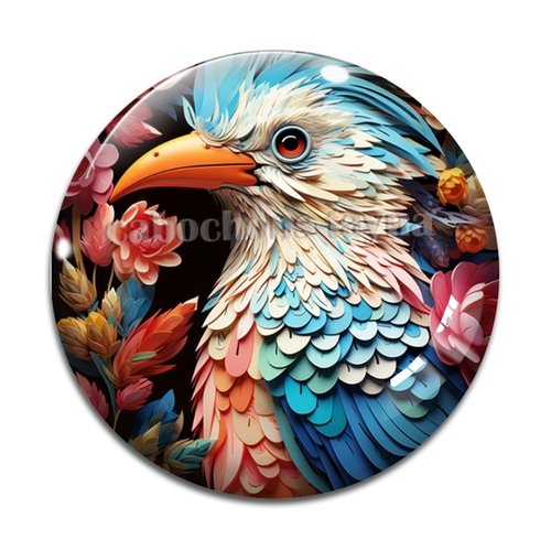 Cabochon oiseaux fleur, résine ou verre différente taille