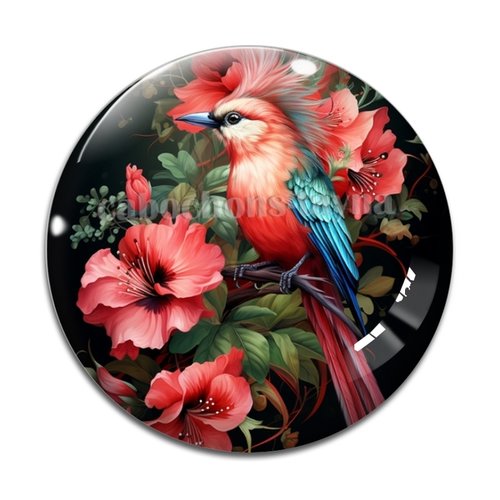 Cabochon oiseaux fleur, résine ou verre différente taille