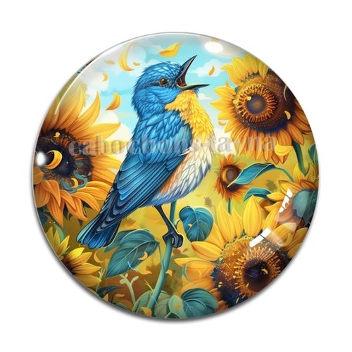Cabochon oiseaux fleur, résine ou verre différente taille