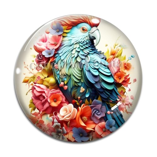 Cabochon perroquet, résine ou verre différente taille