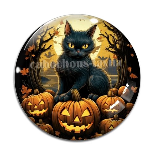 Cabochon chat halloween, résine ou verre différente taille