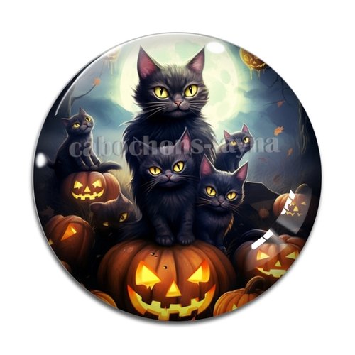 Cabochon chat halloween, résine ou verre différente taille